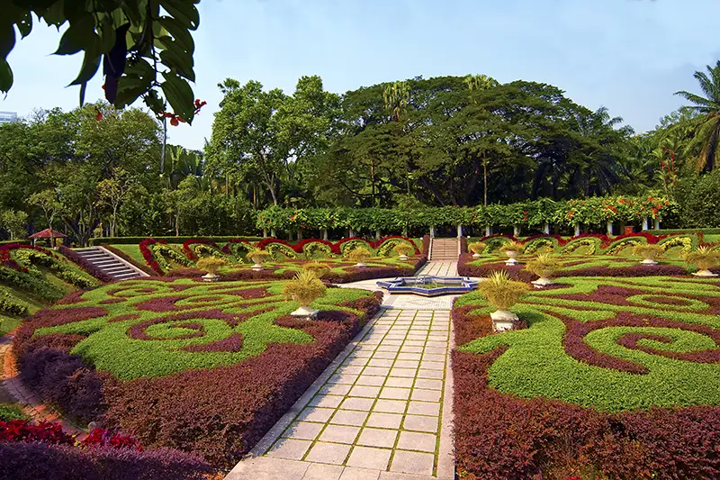Beautiful landscaped garden at Perdana Botanical Garden in Kuala Lumpur, a popular free attraction for nature lovers
