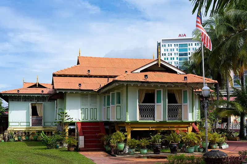 Traditional Malay house in Kampung Baru, the oldest Malay settlement in Kuala Lumpur.